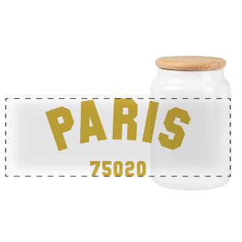 PARIS 20th arrondissement - Panoramic Cookie Jar with Wooden Lid - white - Front