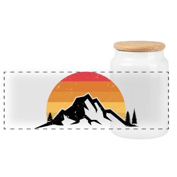 Sunset Ridge Silhouette - Panoramic Cookie Jar with Wooden Lid - white - Front
