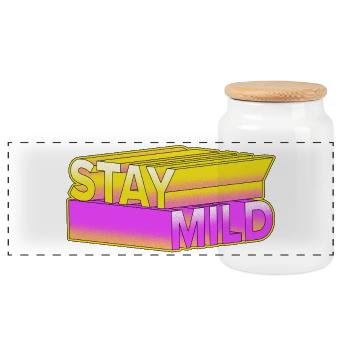Stay Mild – Neon 3D Retro Look - Panoramic Cookie Jar with Wooden Lid - white - Front