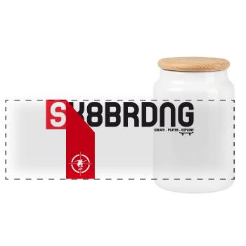 Skateboarding - Panoramic Cookie Jar with Wooden Lid - white - Front