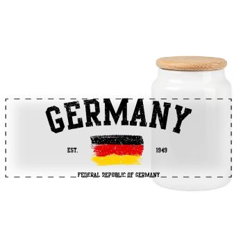 Conception abstraite de la typographie du drapeau allemand - Boîte à biscuits avec couvercle en bois - blanc - Devant