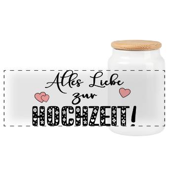 ALLES LIEBE ZUR HOCHZEIT - Panorama Keksdose mit Holzdeckel - Weiß - Vorne