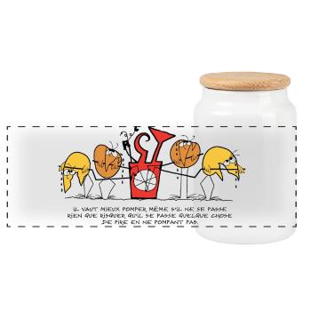The Shadoks, a life of pumping! - Panoramic Cookie Jar with Wooden Lid - white - Front
