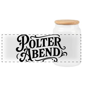 Polter Abend Bräutigam Party - Panorama Keksdose mit Holzdeckel - Weiß - Vorne