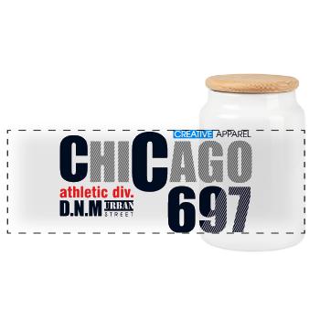Chicago Streetwear Vintage Abzeichen Design - Panorama Keksdose mit Holzdeckel - Weiß - Vorne