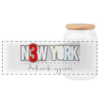 Urbain NYC Skyline Design abstrait - Boîte à biscuits avec couvercle en bois - blanc - Devant