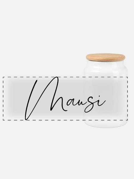 mausi / handschrift design - Panorama Keksdose mit Holzdeckel - Weiß