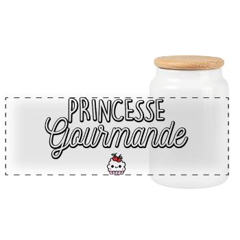 Gourmet Princess Cake Pastry Humor - Panoramic Cookie Jar with Wooden Lid - white - Front