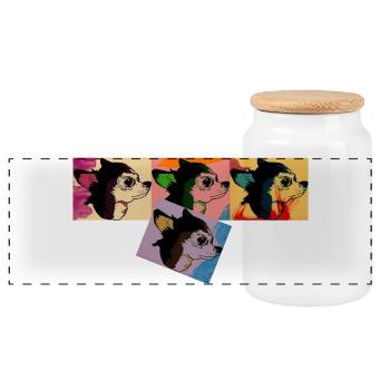 Buntes Hundeporträt im Pop-Art-Stil - Panorama Keksdose mit Holzdeckel - Weiß - Vorne