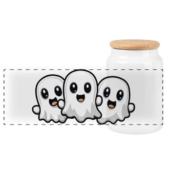 Fantômes Halloween Bande dessinée mignonne - Boîte à biscuits avec couvercle en bois - blanc - Devant