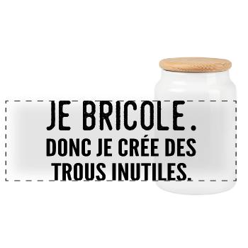 Je bricole, donc je crée des trous inutiles - Boîte à biscuits avec couvercle en bois - blanc - Devant