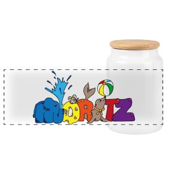 Moritz in the circus - Panoramic Cookie Jar with Wooden Lid - white - Front