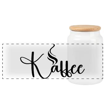 Kaffe_Motiv - Panorama Keksdose mit Holzdeckel - Weiß - Vorne
