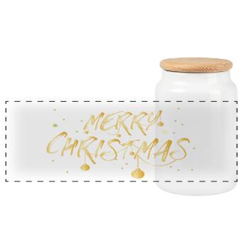 Police dorée Joyeux Noël - Boîte à biscuits avec couvercle en bois - blanc - Devant
