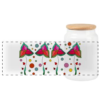 Fleur - Boîte à biscuits avec couvercle en bois - blanc - Devant