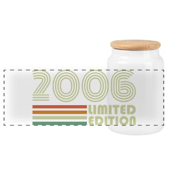 Vintage 2006 Retro 2006 Birthday Gift - Panoramic Cookie Jar with Wooden Lid - white - Front