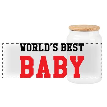 Meilleur bébé du monde - Naissance - Enfant - Boîte à biscuits avec couvercle en bois - blanc - Devant