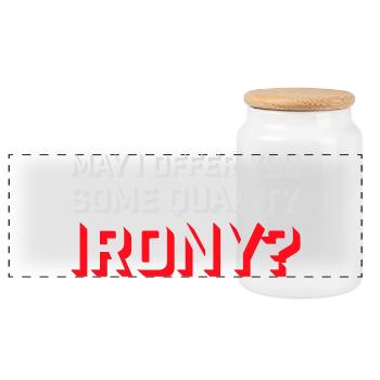 Puis-je vous offrir un peu d’ironie de qualité, Lustiger Spruch - Boîte à biscuits avec couvercle en bois - blanc - Devant