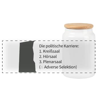 Politische Karriere: Kreissaal Hörsaal - Panorama Keksdose mit Holzdeckel - Weiß - Vorne
