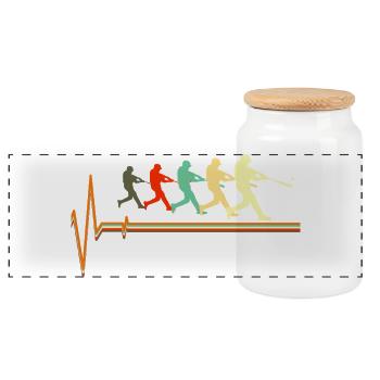 Baseball Herzschlag EKG Puls Retro Batter Sports - Panorama Keksdose mit Holzdeckel - Weiß - Vorne