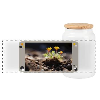 Fleur au soleil - Boîte à biscuits avec couvercle en bois - blanc - Devant