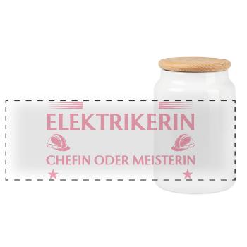 Électricien patron ou maîtresse artisane - artisane - Boîte à biscuits avec couvercle en bois - blanc - Devant