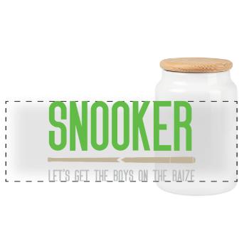 Snooker - Let's get the.boys on the baize - Panoramic Cookie Jar with Wooden Lid - white - Front