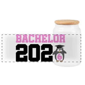 Bachelor 2026 Abschluss Promotion Sponsion - Panorama Keksdose mit Holzdeckel - Weiß - Vorne