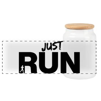 JUST RUN, RUN NOW! RESOLUTION JOGGING FITNESS FIT - Panoramic Cookie Jar with Wooden Lid - white - Front