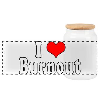 I Love Burnout - Panoramic Cookie Jar with Wooden Lid - white - Front
