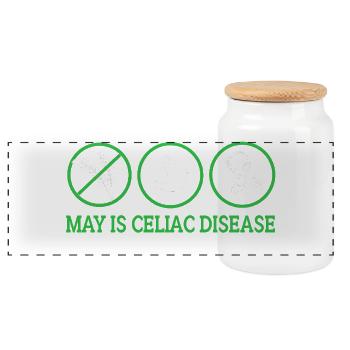 Celiac Disease Gluten Free - Panoramic Cookie Jar with Wooden Lid - white - Front