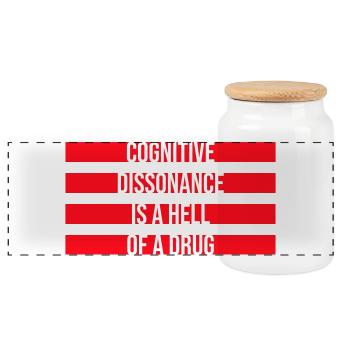 Cognitive Dissonance Is A Hell Of A Drug Spruch - Panorama Keksdose mit Holzdeckel - Weiß - Vorne