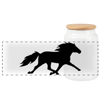 Icelandic horse in the race pass - Panoramic Cookie Jar with Wooden Lid - white - Front