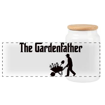 Le Père du Jardin – Le Parrain du Jardin - Boîte à biscuits avec couvercle en bois - blanc - Devant