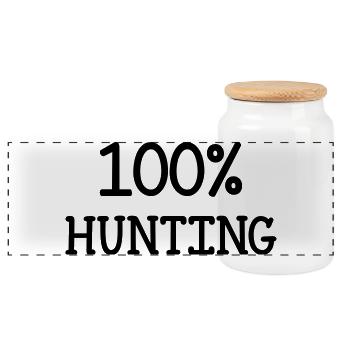 100% hunting - Panoramic Cookie Jar with Wooden Lid - white - Front
