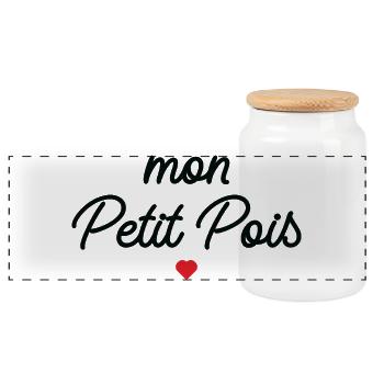 Mon Petit Pois Coeur - Boîte à biscuits avec couvercle en bois - blanc - Devant