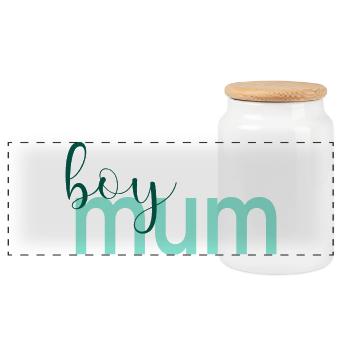 Mother Day Boy Mum - Panoramic Cookie Jar with Wooden Lid - white - Front
