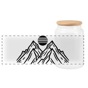 Mountains Sun Nature - Panoramic Cookie Jar with Wooden Lid - white - Front