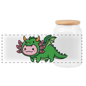 Carnaval du Dragon Axolotl mignon Carnaval du Brésil - Boîte à biscuits avec couvercle en bois - blanc - Devant