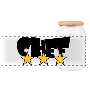 Chef Étoilé : Design 3 Étoiles Gastronomie - Boîte à biscuits avec couvercle en bois - blanc - Devant