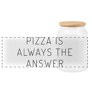Réponse à la pizza - Boîte à biscuits avec couvercle en bois - blanc - Devant