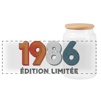 1986 Limited Edition zum 40-jährigen Jubiläum - Panorama Keksdose mit Holzdeckel - Weiß - Vorne