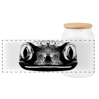Gecko / Frosch - Panorama Keksdose mit Holzdeckel - Weiß - Vorne