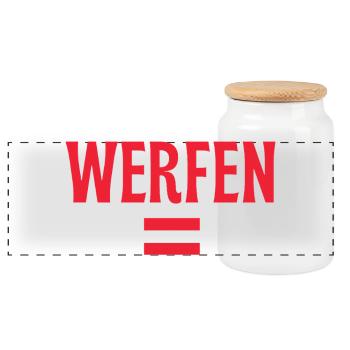 Werfen Austria Flag  - Panoramic Cookie Jar with Wooden Lid - white - Front