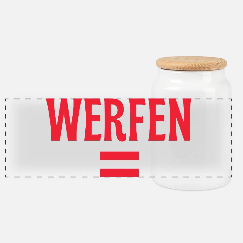 Werfen Austria Flag  - Panoramic Cookie Jar with Wooden Lid - white