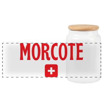 Marokkische Schweizer Flagge - Panorama Keksdose mit Holzdeckel - Weiß - Vorne