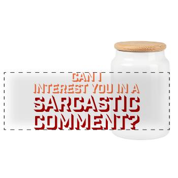 Can I Interest You In A Sarcastic Comment Lustig - Panoramic Cookie Jar with Wooden Lid - white - Front