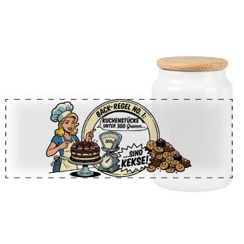 Kuchen - Panorama Keksdose mit Holzdeckel - Weiß - Vorne