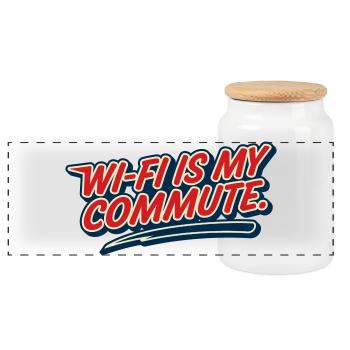 Wi-Fi Trajet Domicile Travail Humour Geek - Boîte à biscuits avec couvercle en bois - blanc - Devant