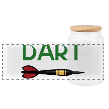 DART Zieltreffer Pfeil Design - Panorama Keksdose mit Holzdeckel - Weiß - Vorne